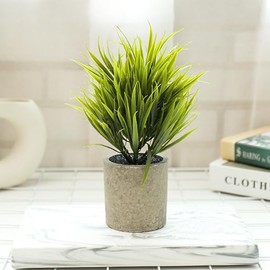 VIVERIE Mini Green Potted Topiary Artificial Plants for Home Decor Indoor, Farmhouse House Plant Office Small Desk Shelf Apartment Coffee Bar Bathroom Decor Guest Room, Small Fake Plant (01)