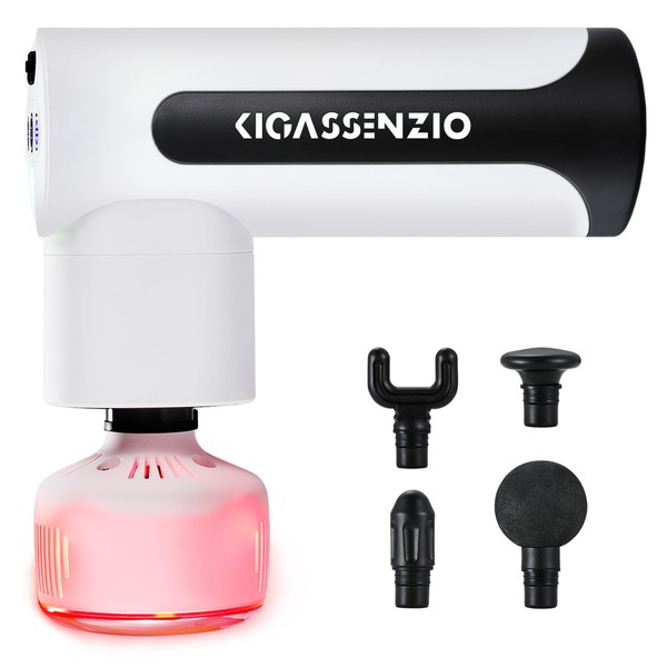 KIGASSENZIO Percussion Massage Gun Deep Tissue, Muscle Massage Gun with Heat and Cool for Whole Body Back Pain Relief, Powerful Electric Heated Massager Gun