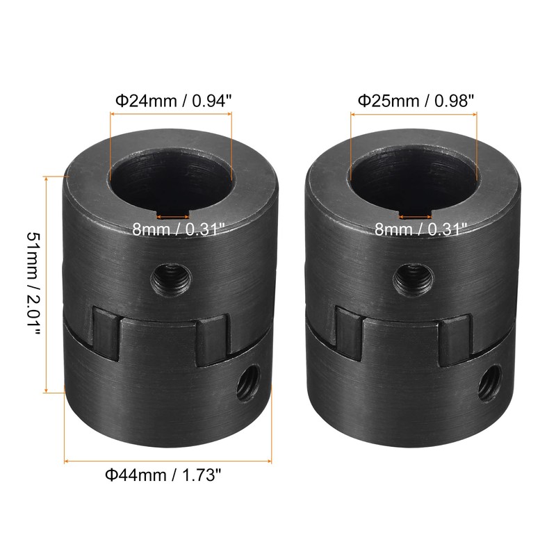 sourcing map Flexible Clutch Shaft 24mm to 25mm 51mm x