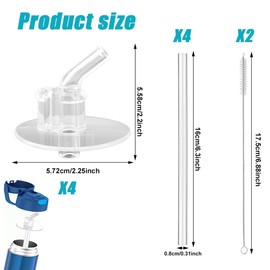 Shengsenfu Replacement Straws for Thermos 12oz Bottle (Model F401 & F410),Straws with Cleaning Brushes，Safe to use for Adult/Children (4 Straws+2 Cleaning Brushes)