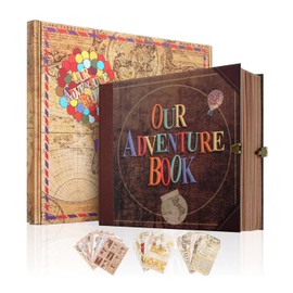 Our Adventure Book Scrapbook, Photo Album 146-Page, Retro Embossed Travel Scrapbook, Up Memory Book for Couples, Gifts, Anniversary, Wedding (8.9 * 7.7 in)