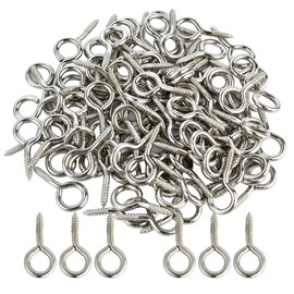 Wobe 100pcs Small Screw Eye Shape Hanging Screw Hooks 1" Lag Thread Self-Tapping Eyebolt Ring Zinc Plated Indoor and Outdoor