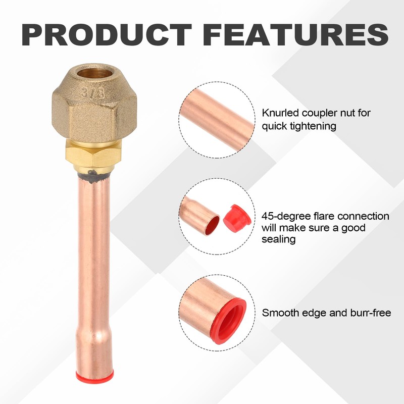 sourcing map 3/8" SAE 45 Degree Brass Pipe Fitting, 2