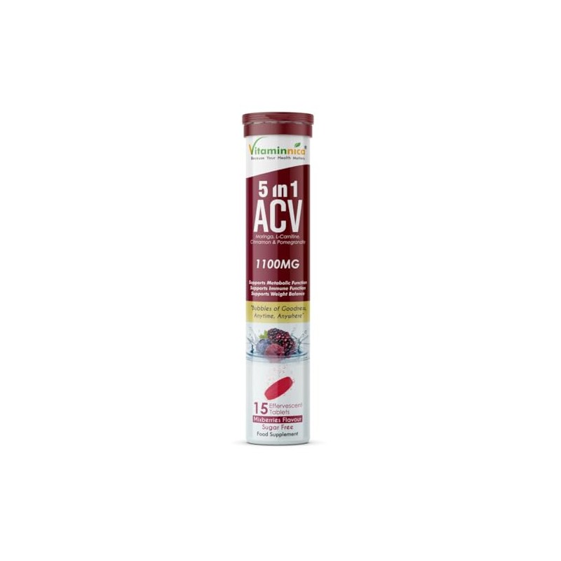Vitaminnica ACV 5in1 Moringa Effervescent Tablets- 1100mg | Mixberries Flavor