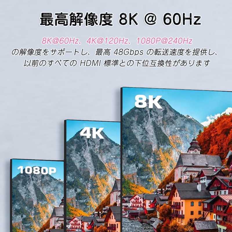 hdmi 2.1 switcher 8k@60hz, 4K@120Hz, 1080P@240Hz hdmi splitter 2 input,