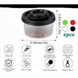 4PCS Small salt and pepper shakers, small sealable condiment bottles, to-go packaging bottles for travel and camping, perfect for taking on the go Mini salt and pepper shakers with lids