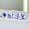 05:25AM, Cheonghwa |Korean traditional blue flower nail - almond /