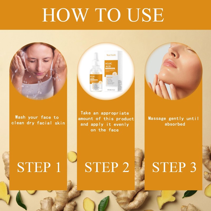 Kojic Acid Face Serum, Dark Spots Correcting Glow Serum, Turmeric