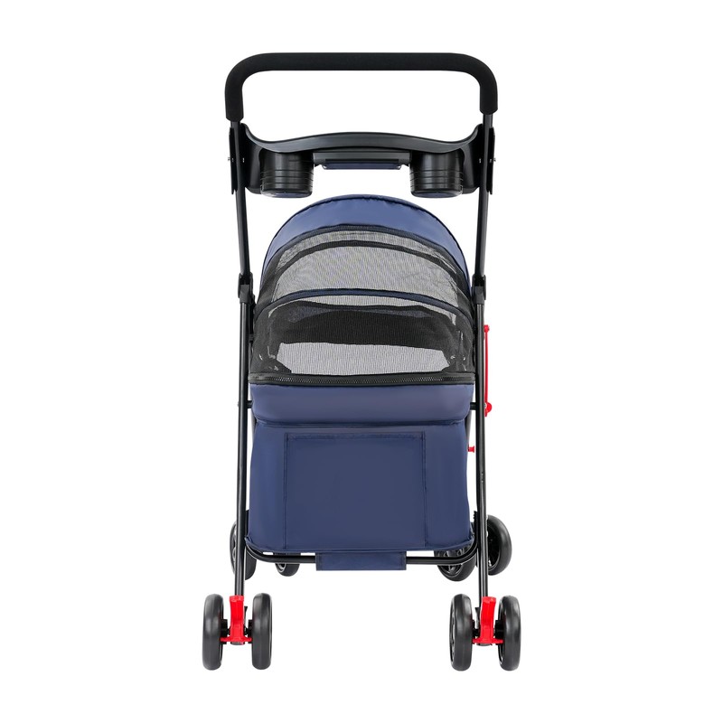 Foldable Pet Stroller with Weather Cover,4 Wheels Pet Strolling Cart