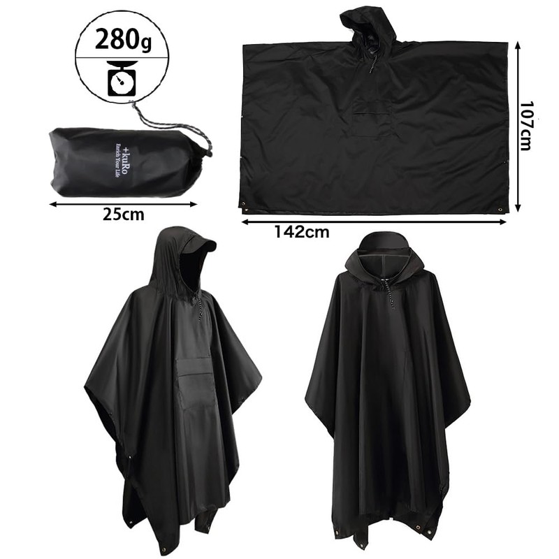 AdLife Rain Poncho, Raincoat, Poncho, Men's, Women's, Unisex, 3-Way, Bicycle,