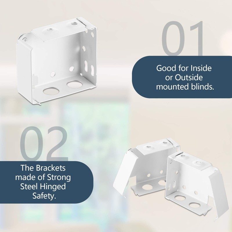 Hotop 4 Pieces White Blind Brackets Low Profile Box Mounting
