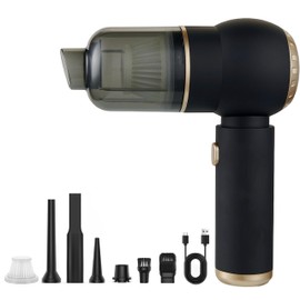 Ecoflick Handheld Car Vacuum Portable Cordless, 4 in 1 Mini Vacuum Cleaner High Power, 4000Pa Suction, Air Duster, 4000mAh, Multi-Nozzles for Car, Home, Office & Pet Cleaning