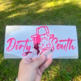 DirtySouth Cow Decal, Multiple Sizes and Colors - Color: Red chrome, Size: 5x11 inches