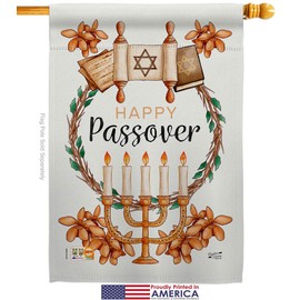 Passover House Flag Eagle Set Religious Wine Celebration Festival Holiday Jewish Hanukkah David Small Decorative Gift Yard Banner Made In USA 28 X 40