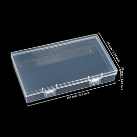 Pack of 8 Plastic Rectangle Clear Storage Containers with Hinged Lid for Beads and Other Small Craft Items (16.5 x 9.5 x 3 cm)