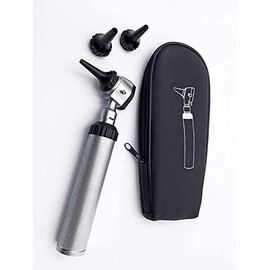 MuskalMed Compact Conventional Otoscope with 3 Tips, Metal Body & Leather Case