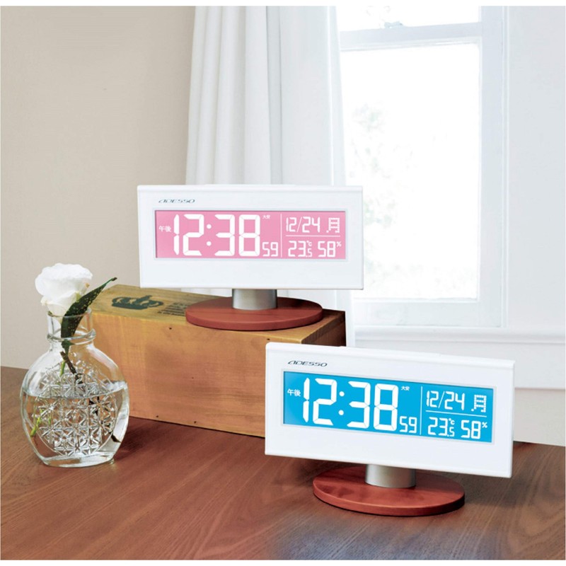 ADESSO AX-200PK Alarm Clock, Pastel Color, Radio Clock, Rokuyo, Temperature,