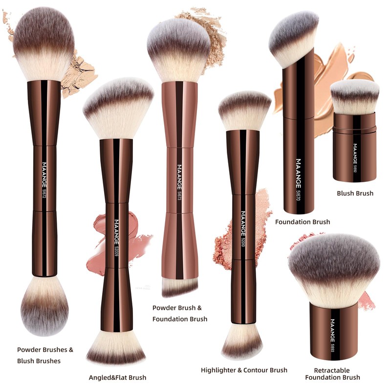 MAANGE 7pcs Makeup Brush Set Double Sided Kabuki Makeup Brushes