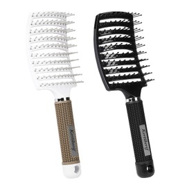 Kertiberif Hair Brush 2PCS, Curved Vented Brush for Faster Blow Drying, Paddle Detangling Hairbrush for Women Men Kids Curly Natural Thick Long Short Wet and Dry Hair