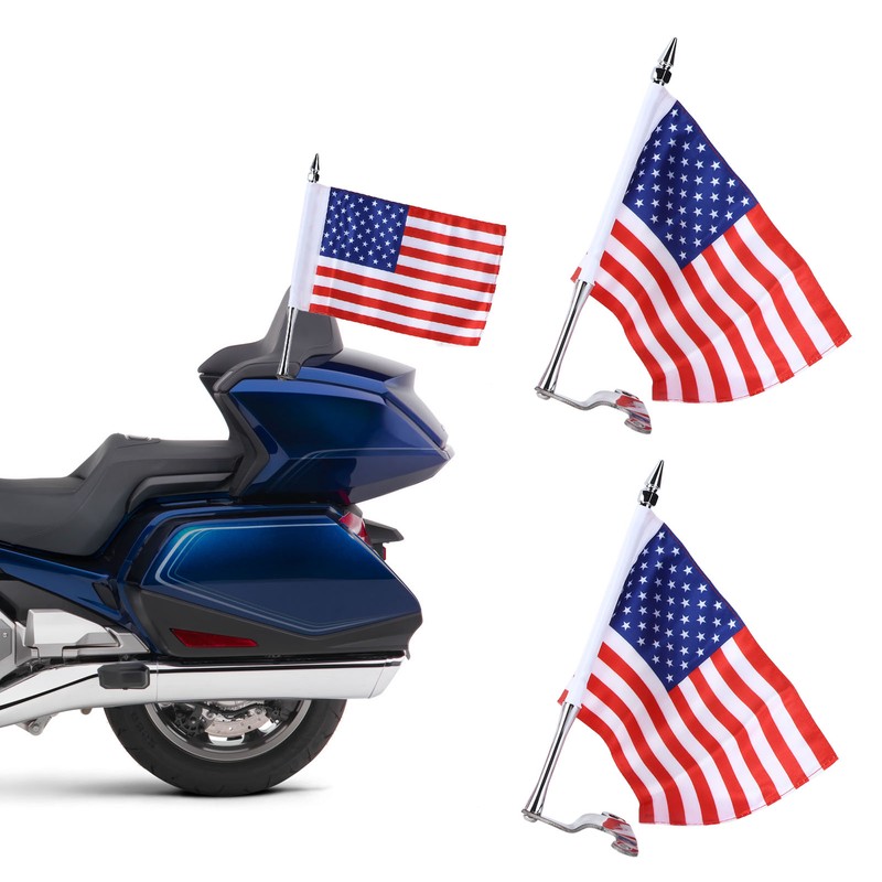 Trunk Lid Flag Pole Mount Kit with USA American Flag