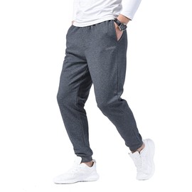 Zoulee Classic Drawstring-Waist Zipper Logo Jogger Pants with Zipper Fly Dark Grey M