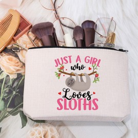 MEIKIUP Sloths Gifts for Girl Sloth Lover Makeup Bag Animal Lovers Makeup Bag Zipper Purse Just A Girl Who Loves Sloths (CA Girl Loves Sloths Bag)
