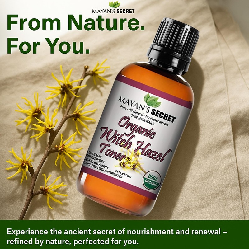 USDA Certified Organic Witch Hazel Toner by Mayan's Secret