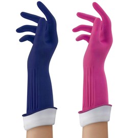 Playtex Living Combo Set Purple and Blue Drip Catch Latex Gloves, Medium, 2Count (Pack of 1)