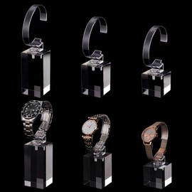 DELORIGIN Acrylic Watch Display Stand 3 Sizes C Shape Single Watch Bracelet Display Holder Store Trade Show Bracelet Watch Clear Display Rack Holder for Men's Watch Home or Store Selling Shows