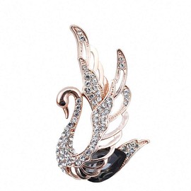 Jana Winkle 3 Colors Choose Rhinestone and Crystal Swan Brooches Women Elegant Animal Pins and Brooches Black