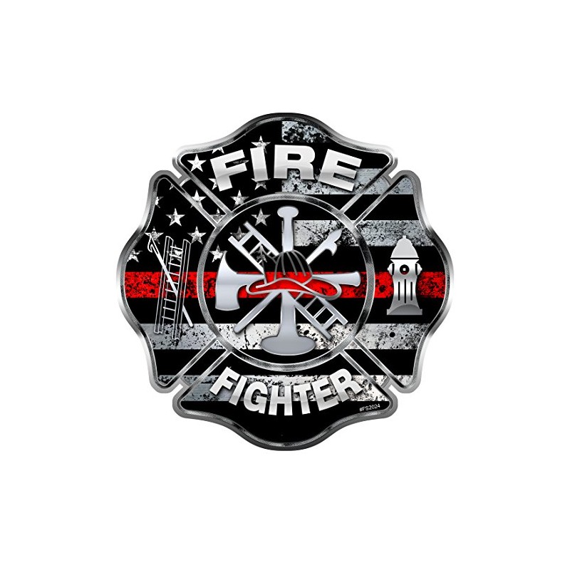 Reflective Firefighter Thin Red Line Sticker