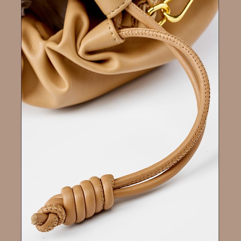 Yocipa Genuine Leather Drawstring Shoulder Bag, Women's, Crossbody Leather, Mini