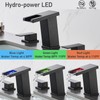 AVSIILE LED Bathroom Faucet 3 Hole, Matte Black Waterfall Bathroom