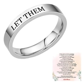 Let Them Band Ring for Women Men, Self Worth Motivation Ring Stainless Steel Engraving Stackable Rings Inspirational Friendship Gift Jewelry for Sorority Sisters Best Friends （Silver 10）