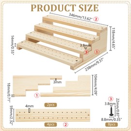 PH PandaHall Wood Skewer Holder, 120 Holes Wooden Pick Stand 4 Tier Buffet Display Board Multi Level Display Stands Pick Holder For Buffets Banquets Cocktail Party Catering Events Supplies