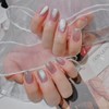 24 pcs Cat Eye Nail Crystal, Medium Length, Fashionable Nail