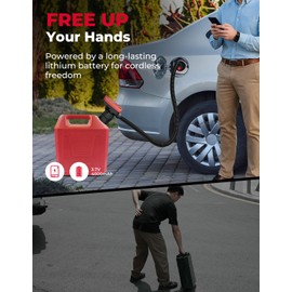 KEMIMOTO Fuel Transfer Pump with Automatic Shut-Off Sensor, Rechargeable Transfer Pump Portable 41" Hose with 3 Can Adapters, 3.2 GPM Gas Can Pump for Oil, Diesel, Gasoline