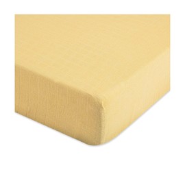 Crane Baby Soft Cotton Fitted Sheet for Cribs and Toddler Beds, Ochre Yellow, 28”w x 52”h x 9”d