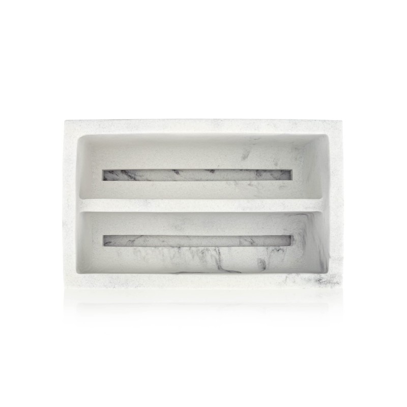 Essentra Home White Marble Kitchen Sponge Holder, Modern Kitchen Sink