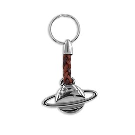 ClaroSchmuck Key Ring Metal Thickness 2 mm Faux Leather Cord Total Length Approx. 9 cm - 11 cm, Planet