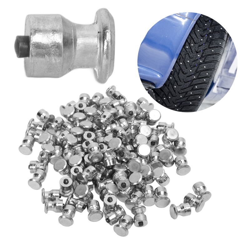100Pcs Silver Car Tire Studs Anti Slip Stable Wear Proof