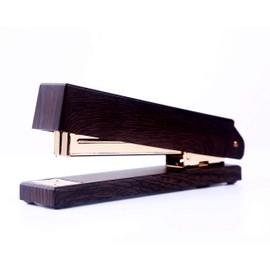 HOYUJI Woodgrain Black Stapler, Marbled Woodgrain Stapler, Elegant and Gorgeous Modern Accessory for Stylish desks in School, Home or Business - Rose Gold