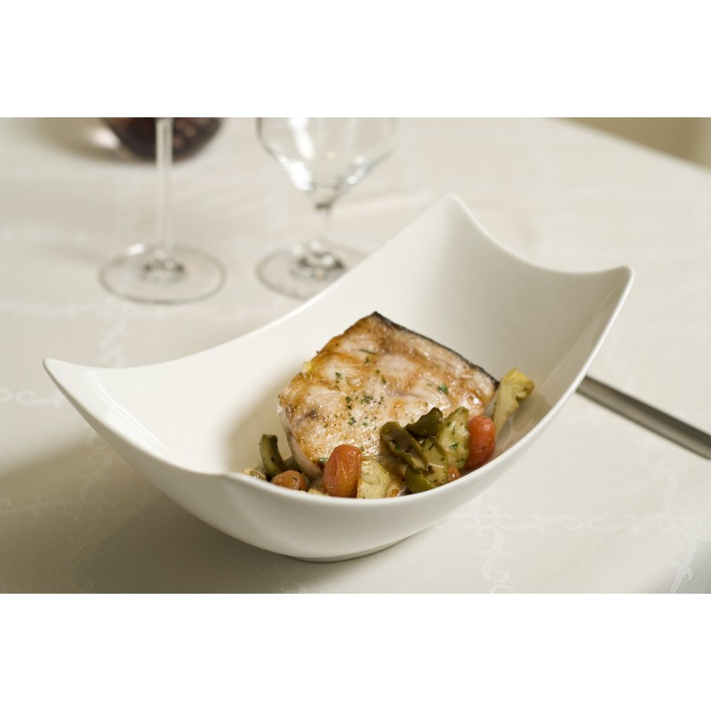 Fortessa Fortaluxe SuperWhite Vitrified China Dinnerware, 13-Inch Rectangular Flair Serving