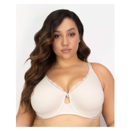 Curvy Couture Women's Plus Size Cotton Luxe Unlined Underwire Bra, Natural, 34DDD