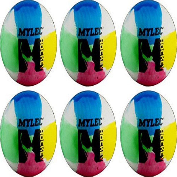 Mylec Warm Weather Multi-Color DEK/Ball/Roller/Street Hockey Ball for Indoor/Outdoor USE Hockey Ball 6 Pack - Multicolor, 60 Degrees and UP