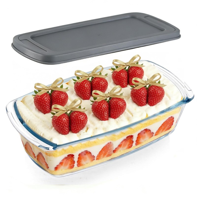 Cheeren 1Pack 1.9 Qt Glass Loaf Pan with Lids-Oven, Dishwasher,