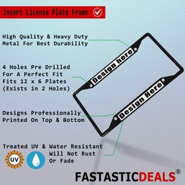 Fastasticdeals Metal Insert License Plate Frame Slayer Jesus Saves Weatherproof Car Accessories Black 4 Holes Solid Insert