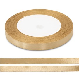 Dyanatic Satin Gold Ribbon | 25 Yards Ribbons for Crafting | Christmas Ribbon for Gift Wrapping | Silk Ribbon, Ribbons for Gift Wrapping | Hair Ribbon for Hair, DIY Ribbon for Sewing (10mm x 22m)