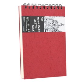 Skizzenbuch, 14,7 x 21,1 cm, 60 Blatt, Spiralbindung, Naturweiß, 150 g/m², säurefreies Zeichenpapier zum Malen, Skizzieren, professioneller Skizzenblock für Künstler, Anfänger, NW-Rot