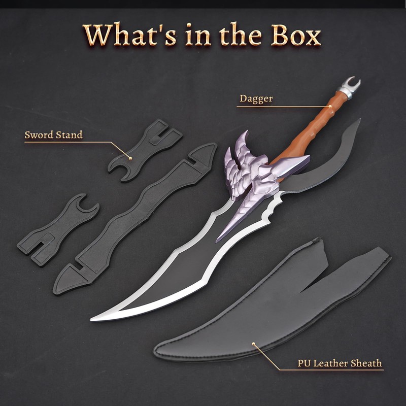 PowerGale Jinwoo Dagger Cosplay Sword with Sheath&Display Stand, Kasaka's Venom